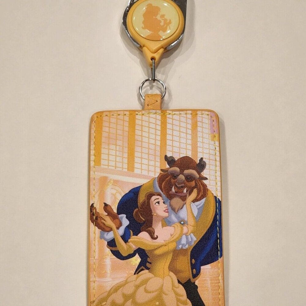 Loungefly Disney Beauty and the Beast Dance Retractable Lanyard ID Holder NEW